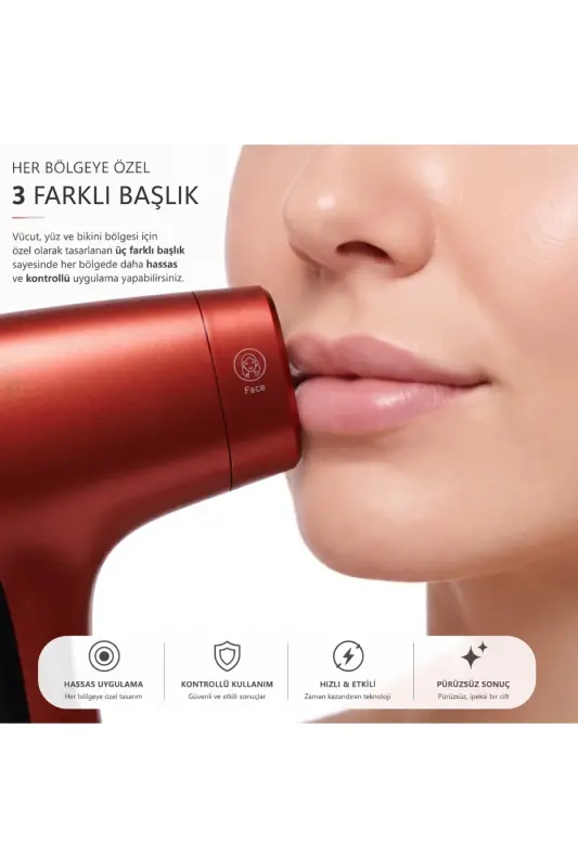 A05 3 Milyon Atım Akıllı Cilt Tanıma Ultra Seri Atım 3 Başlık IPL Lazer Cihazı - Kırmızı - 3