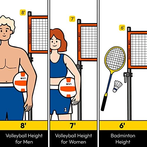 A11N Outdoor Volleyball and Badminton Combo Set - Includes Adjustable Height Anti-Sag Net, Volleyball, Air Pump, 4 Badminton Rackets, 2 Shuttlecocks, Boundary Line Marker, and Carrying Bag - 2