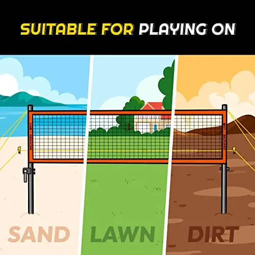 A11N Outdoor Volleyball and Badminton Combo Set - Includes Adjustable Height Anti-Sag Net, Volleyball, Air Pump, 4 Badminton Rackets, 2 Shuttlecocks, Boundary Line Marker, and Carrying Bag - 7