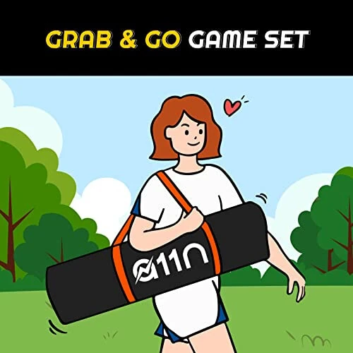 A11N Outdoor Volleyball and Badminton Combo Set - Includes Adjustable Height Anti-Sag Net, Volleyball, Air Pump, 4 Badminton Rackets, 2 Shuttlecocks, Boundary Line Marker, and Carrying Bag - 8
