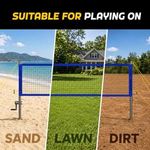 A11N Açık Hava Voleybolu ve Badminton Seti - Ayarlanabilir Yükseklikte Sarkma Önleyici Ağ, Voleybol, Hava Pompası, 4 Badminton Raketi, 2 Badminton Topu, Sınır Çizgisi İşaretleyici ve Taşıma Çantası içerir - 4