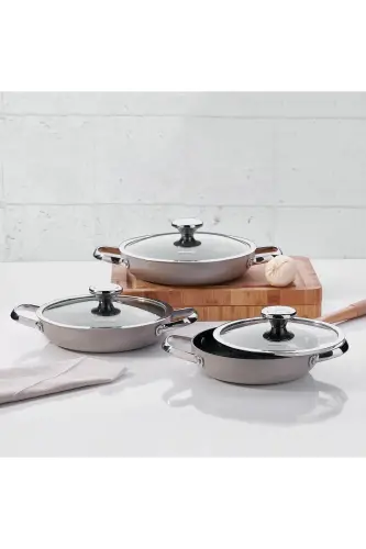 A1356 Zeta 6 Piece Omelette Set Beige - KORKMAZ (1)