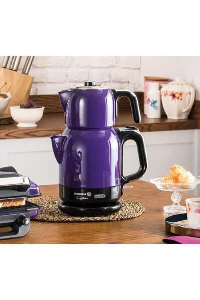 A331-01 Çaytema Lavender Chrome 1600 W Steel Tea Maker - 6