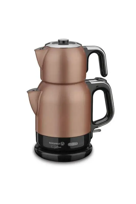A331-02 Çaytema Electric Teapot (rosegold)-Gold Black - KORKMAZ