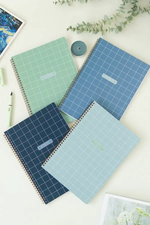 A4 Spiral Bound School Notebook 80 Pages 4 Pack - Squared - 1