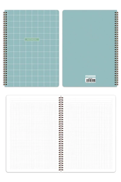 A4 Spiral Bound School Notebook 80 Pages 4 Pack - Squared - 6
