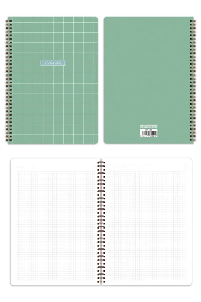 A4 Spiral Bound School Notebook 80 Pages 4 Pack - Squared - 7