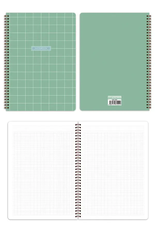 A4 Spiral Bound School Notebook 80 Pages 4 Pack - Squared - 7