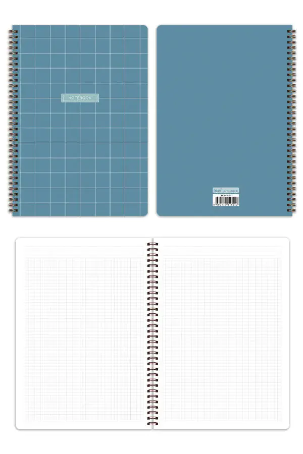 A4 Spiral Bound School Notebook 80 Pages 4 Pack - Squared - 8