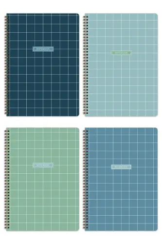A4 Spiral Bound School Notebook 80 Pages 4 Pack - Squared - 4