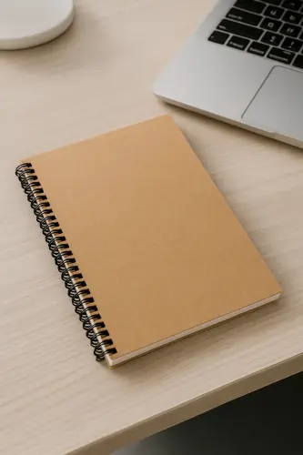 A5 Kraft Kapaklı Çizgisiz Defter, A5 Defter, 60 Yaprak(120 SAYFA) - Kraft - FARK TANITIM (1)