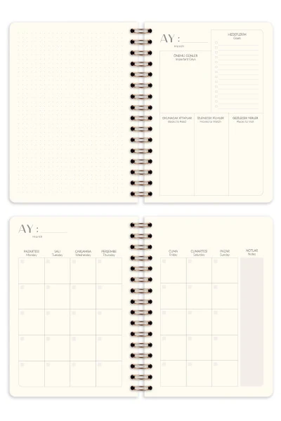 A5 Spiral Bound Linen Perpetual Planner Agenda Black - 7