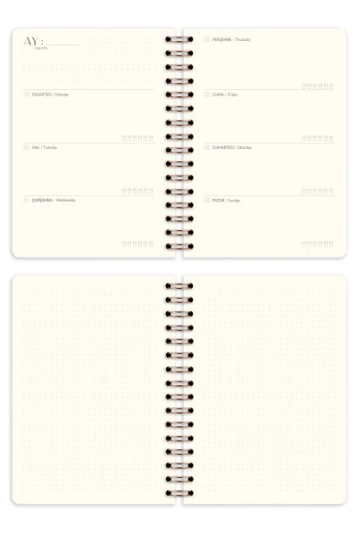 A5 Spiral Bound Linen Perpetual Planner Agenda Black - 8