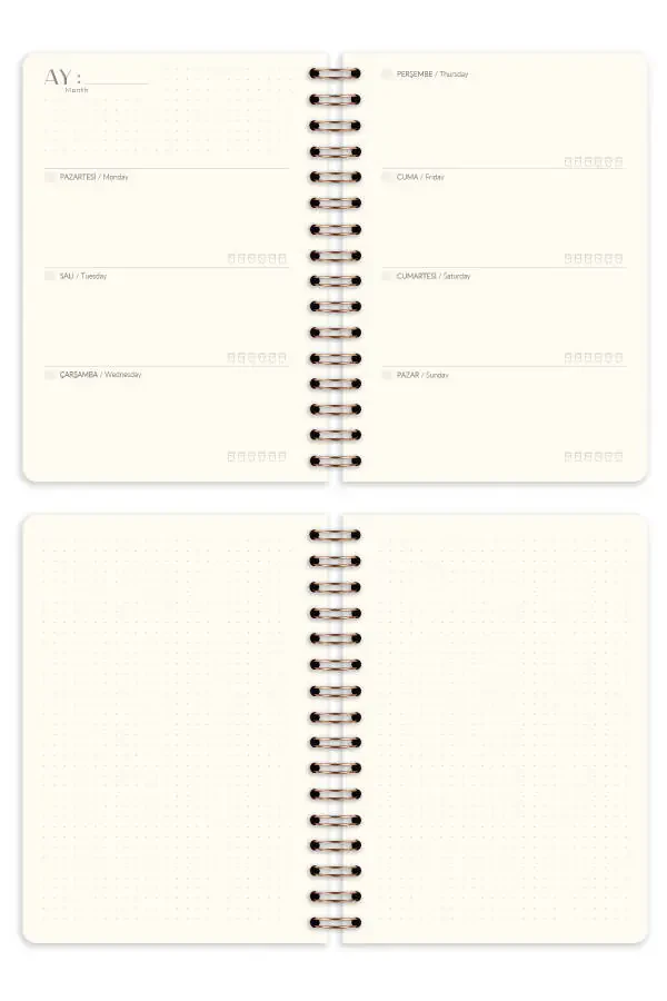 A5 Spiral Bound Linen Perpetual Planner Agenda Black - 8