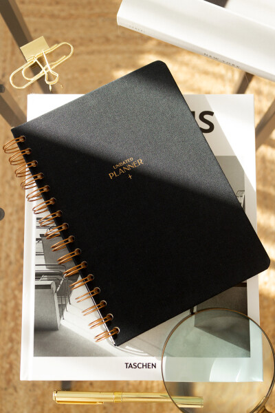A5 Spiral Bound Linen Perpetual Planner Agenda Black - 10