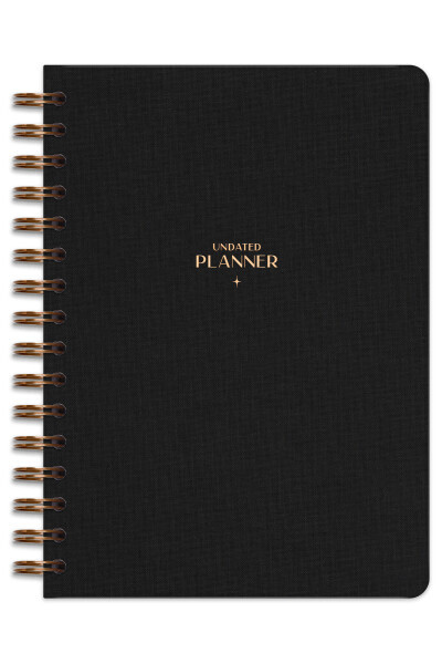 A5 Spiral Bound Linen Perpetual Planner Agenda Black - 13