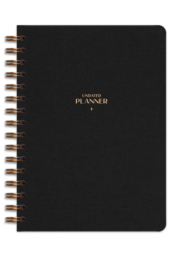 A5 Spiral Bound Linen Perpetual Planner Agenda Black - 13
