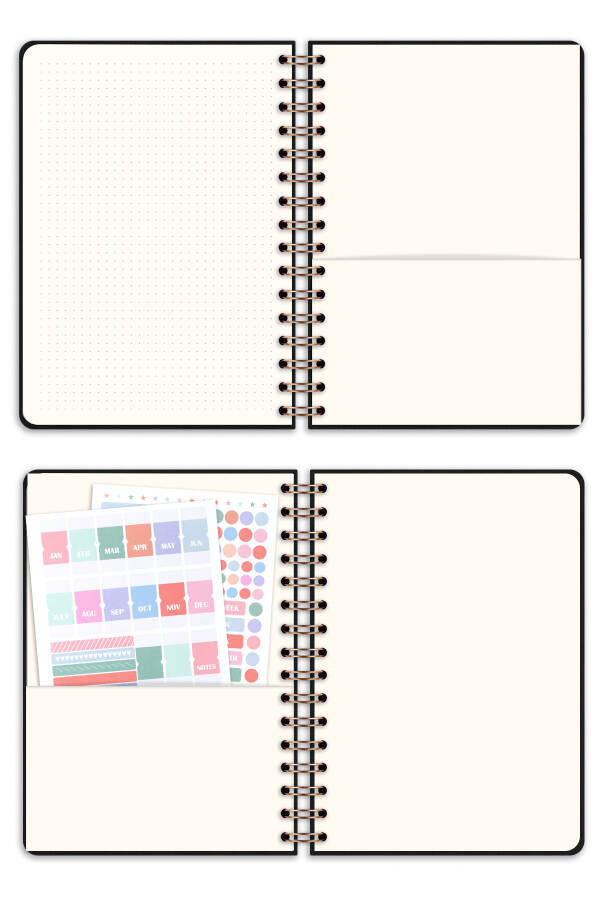 A5 Spiral Bound Linen Perpetual Planner Agenda Black - 15