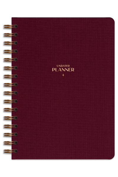 A5 Spiral Bound Linen Perpetual Planner Agenda Burgundy - 4