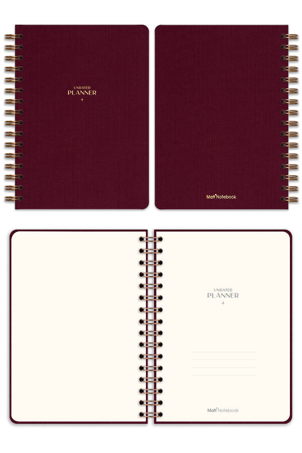 A5 Spiral Bound Linen Perpetual Planner Agenda Burgundy - 5