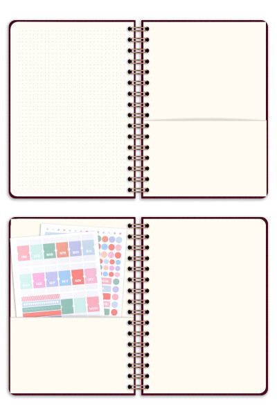 A5 Spiral Bound Linen Perpetual Planner Agenda Burgundy - 6