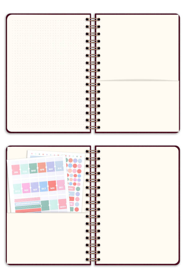 A5 Spiral Bound Linen Perpetual Planner Agenda Burgundy - 6