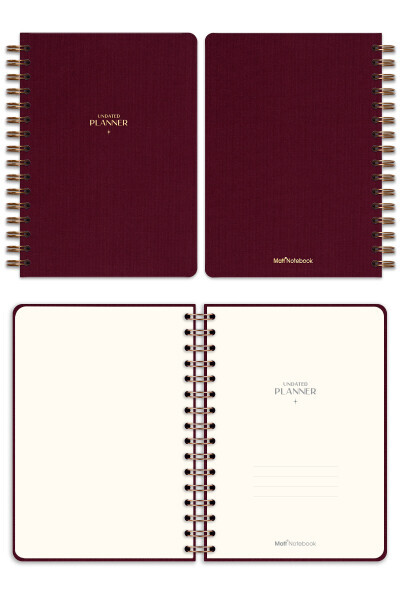 A5 Spiral Bound Linen Perpetual Planner Agenda Burgundy - 14