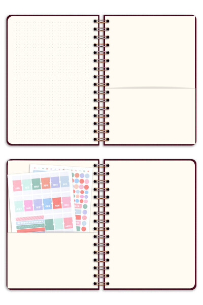 A5 Spiral Bound Linen Perpetual Planner Agenda Burgundy - 15
