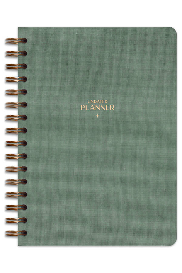 A5 Spiral Bound Linen Perpetual Planner Agenda Green - 4