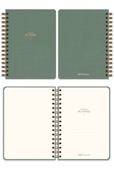 A5 Spiral Bound Linen Perpetual Planner Agenda Green - 5