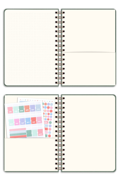 A5 Spiral Bound Linen Perpetual Planner Agenda Green - 6