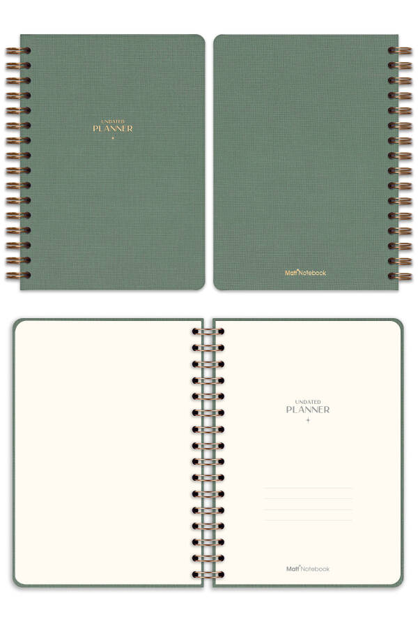 A5 Spiral Bound Linen Perpetual Planner Agenda Green - 14