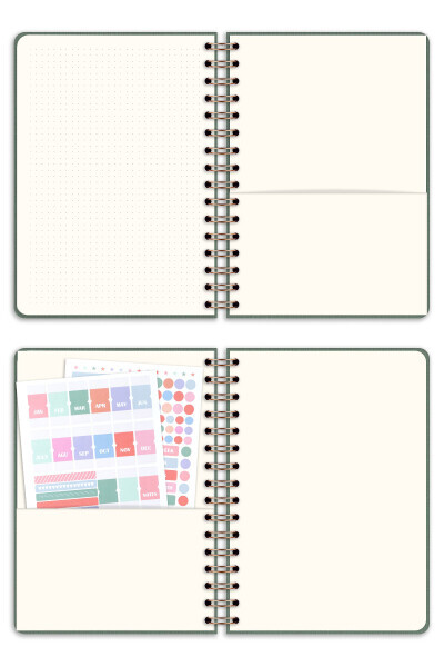 A5 Spiral Bound Linen Perpetual Planner Agenda Green - 15