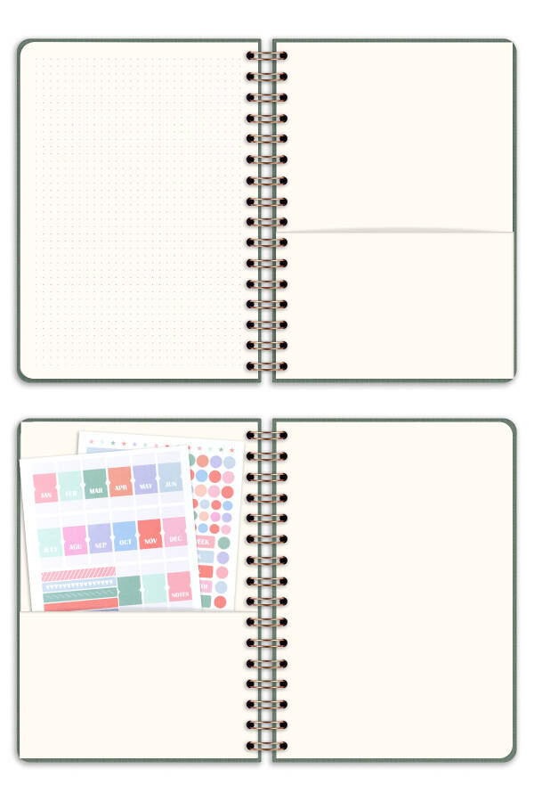 A5 Spiral Bound Linen Perpetual Planner Agenda Green - 15