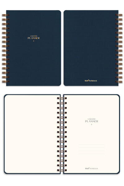 A5 Spiral Bound Linen Perpetual Planner Agenda Navy Blue - 5