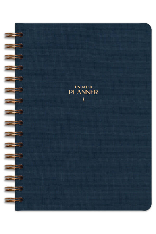 A5 Spiral Bound Linen Perpetual Planner Agenda Navy Blue - 13