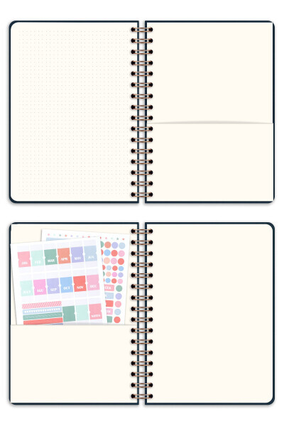 A5 Spiral Bound Linen Perpetual Planner Agenda Navy Blue - 15