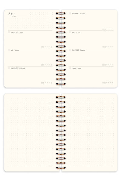 A5 Spiral Bound Linen Perpetual Planner Agenda Navy Blue - 17