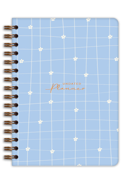 A5 Spiral Bound Perpetual Planner Agenda with Motivation Pages Blue Daisy - 4