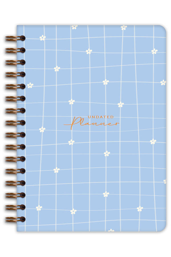 A5 Spiral Bound Perpetual Planner Agenda with Motivation Pages Blue Daisy - 4