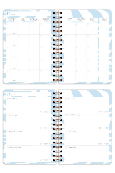 A5 Spiral Bound Perpetual Planner Agenda with Motivation Pages Blue Daisy - 8