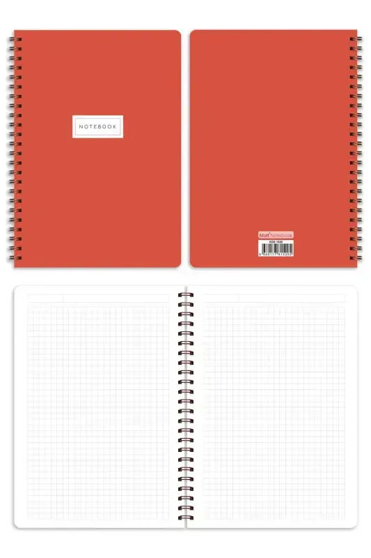 A5 Spiral Bound School Notebook 80 Pages 4-Pack - Squared - MATT NOTEBOOK