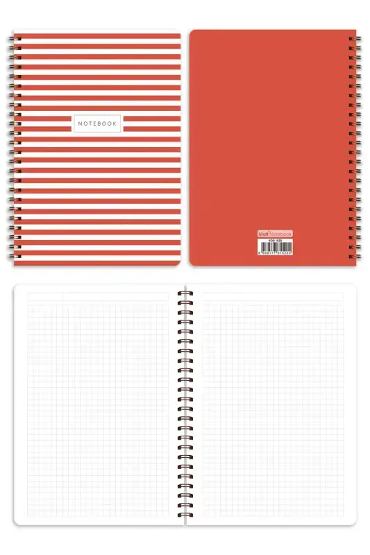 A5 Spiral Bound School Notebook 80 Pages 4-Pack - Squared - 3