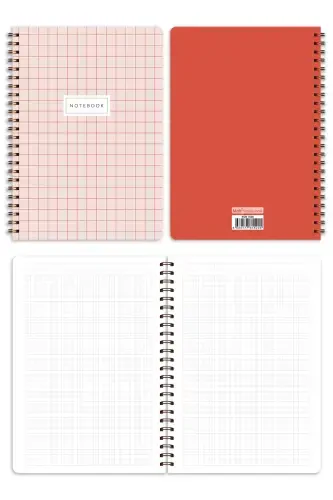 A5 Spiral Bound School Notebook 80 Pages 4-Pack - Squared - 4