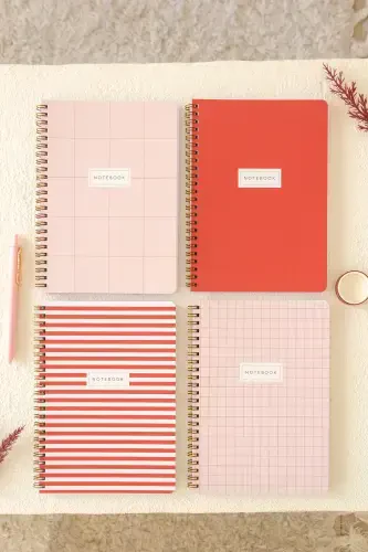 A5 Spiral Bound School Notebook 80 Pages 4-Pack - Squared - 8