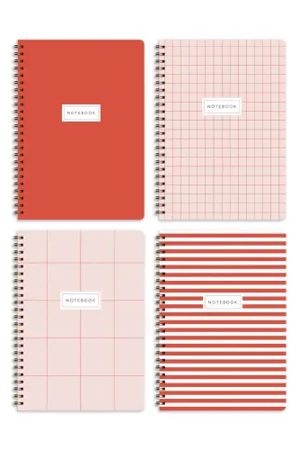 A5 Spiral Bound School Notebook 80 Pages 4-Pack - Squared - 16
