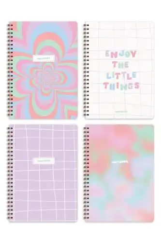A5 Spiral Bound School Notebook 80 Sheets 4 Pack - Lined - 6