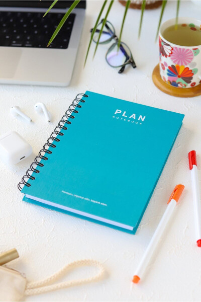 A5 Spiral Bound Turquoise Classic Design Perpetual Planner Agenda - 1