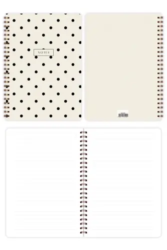 A5 Spiral maktab daftari 80 varaq 4 dona to'plam - Chiziqli - Qora - 15