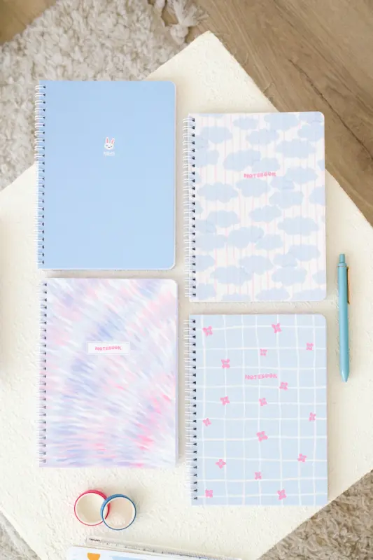 A5 Spiral Notebook 80 Sheets 4-Pack - Ruled 164XSERI-Blue - 10